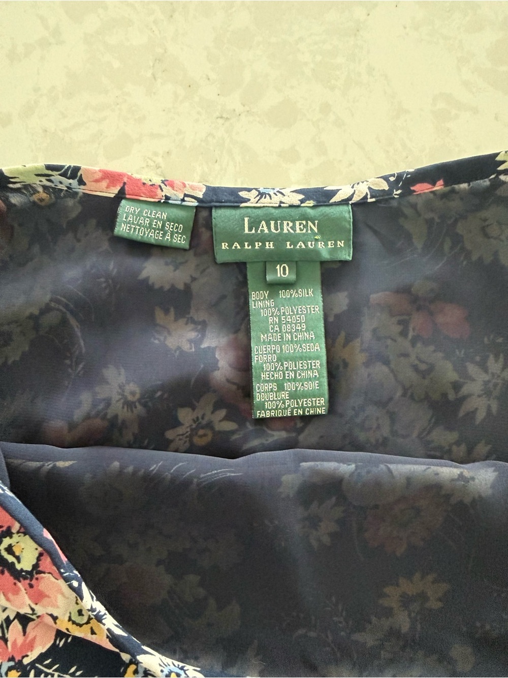 Lauren Ralph Lauren Navy Floral Silk Skirt Size 10 - Picture 5 of 5